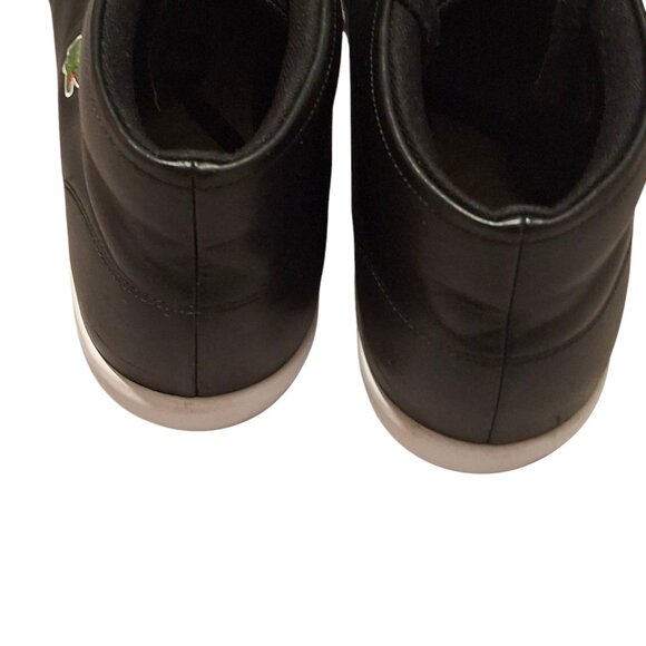 Men Lacoste Sneakers Asparta  Black Leather Mid Top Lace Up Shoe Sz 13 - Picture 5 of 8